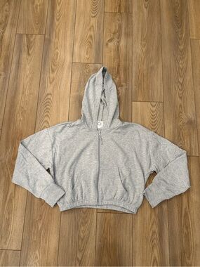 Offline Grey Cropped Zip Up Jacket